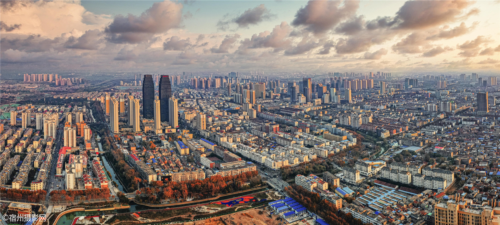 航拍宿州老城区大全景图,你认得出都是哪里了吗?