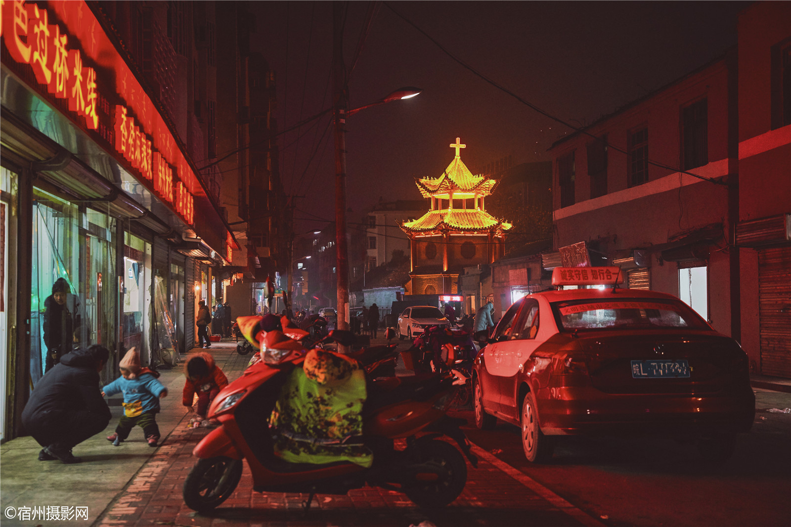 城市掠影夜晚的宿州中山街大河南街市井掠影