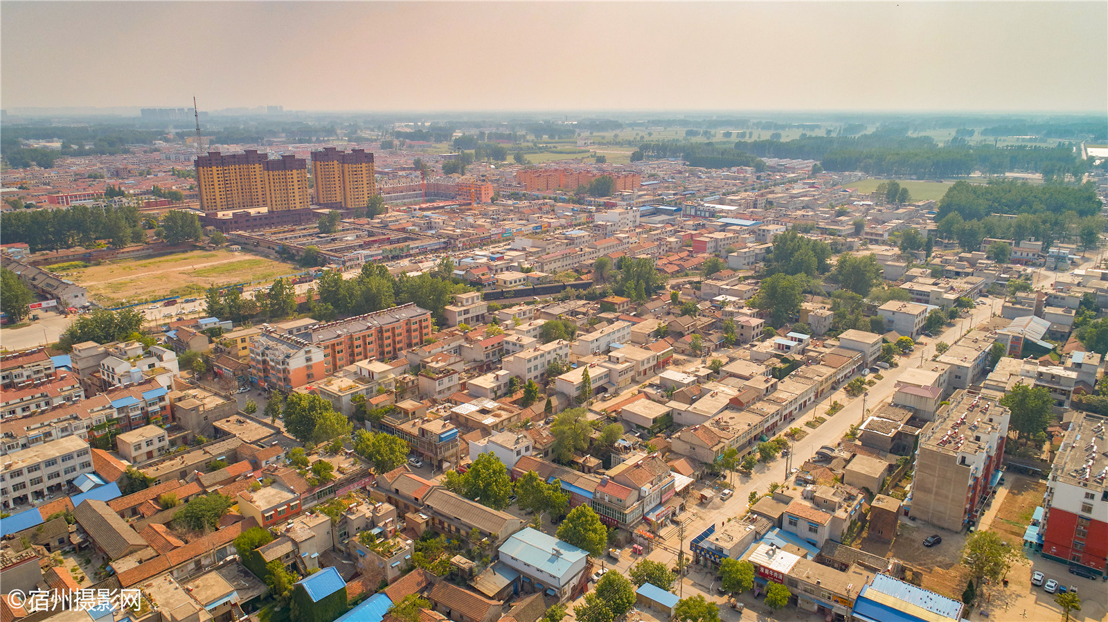 航拍宿州重镇–符离镇镇北区域街景