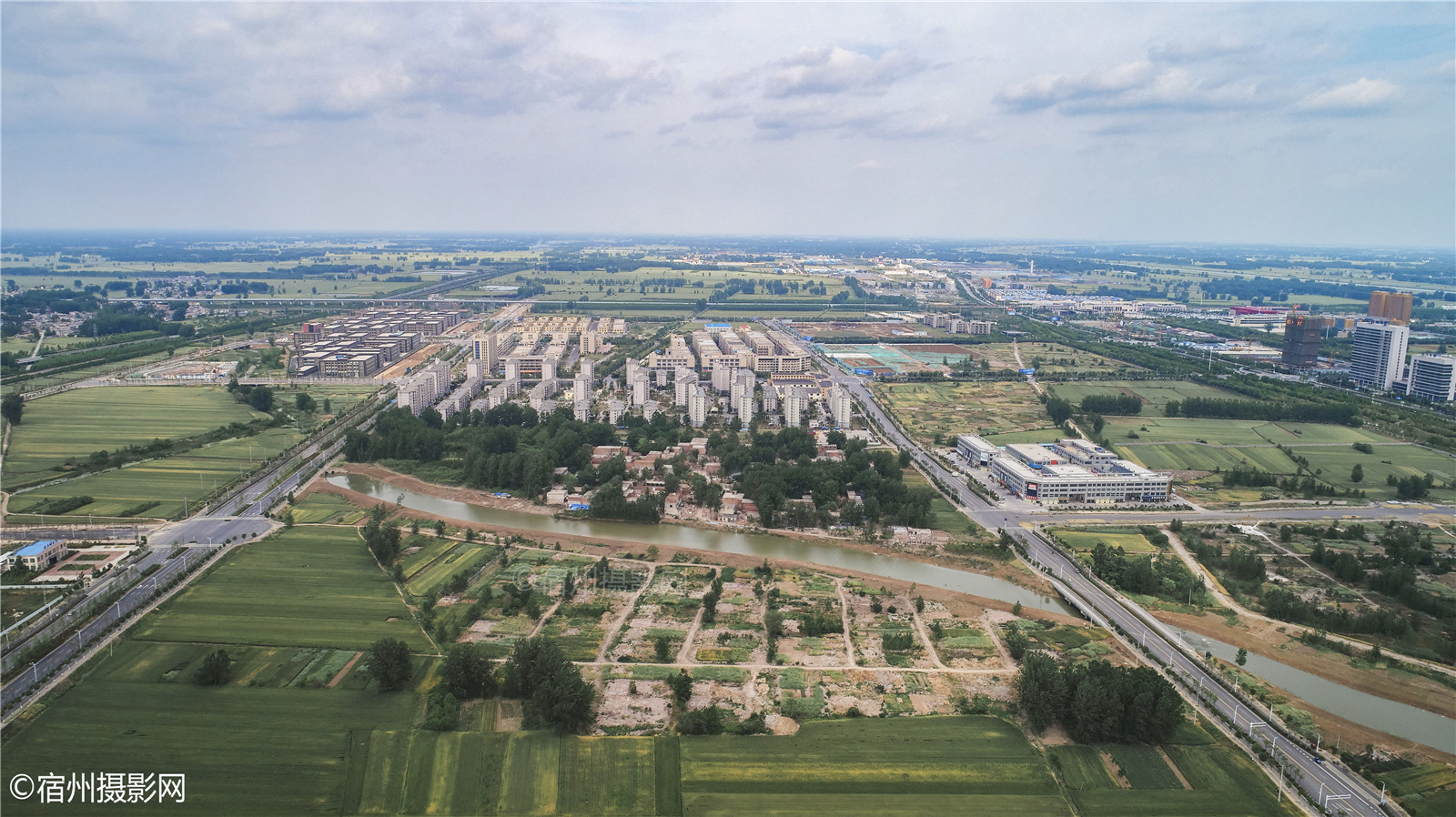 航拍宿州东站高铁城宿马园区街景掠影