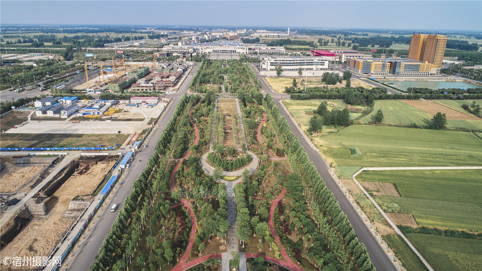 航拍宿州东站高铁城宿马园区街景掠影