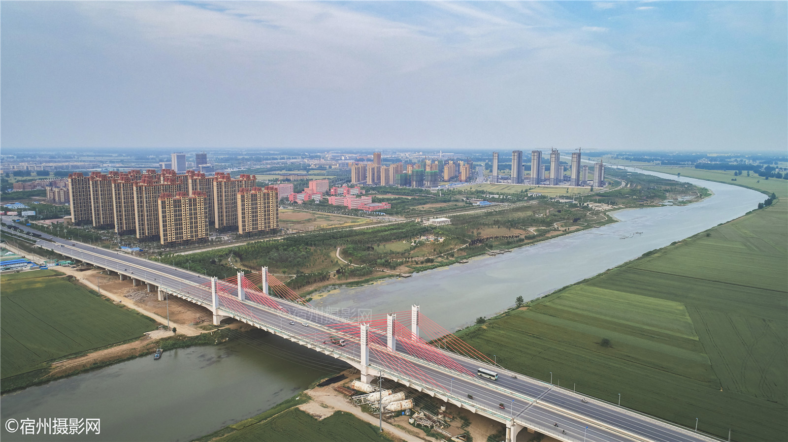 航拍宿州东站高铁城宿马园区街景掠影