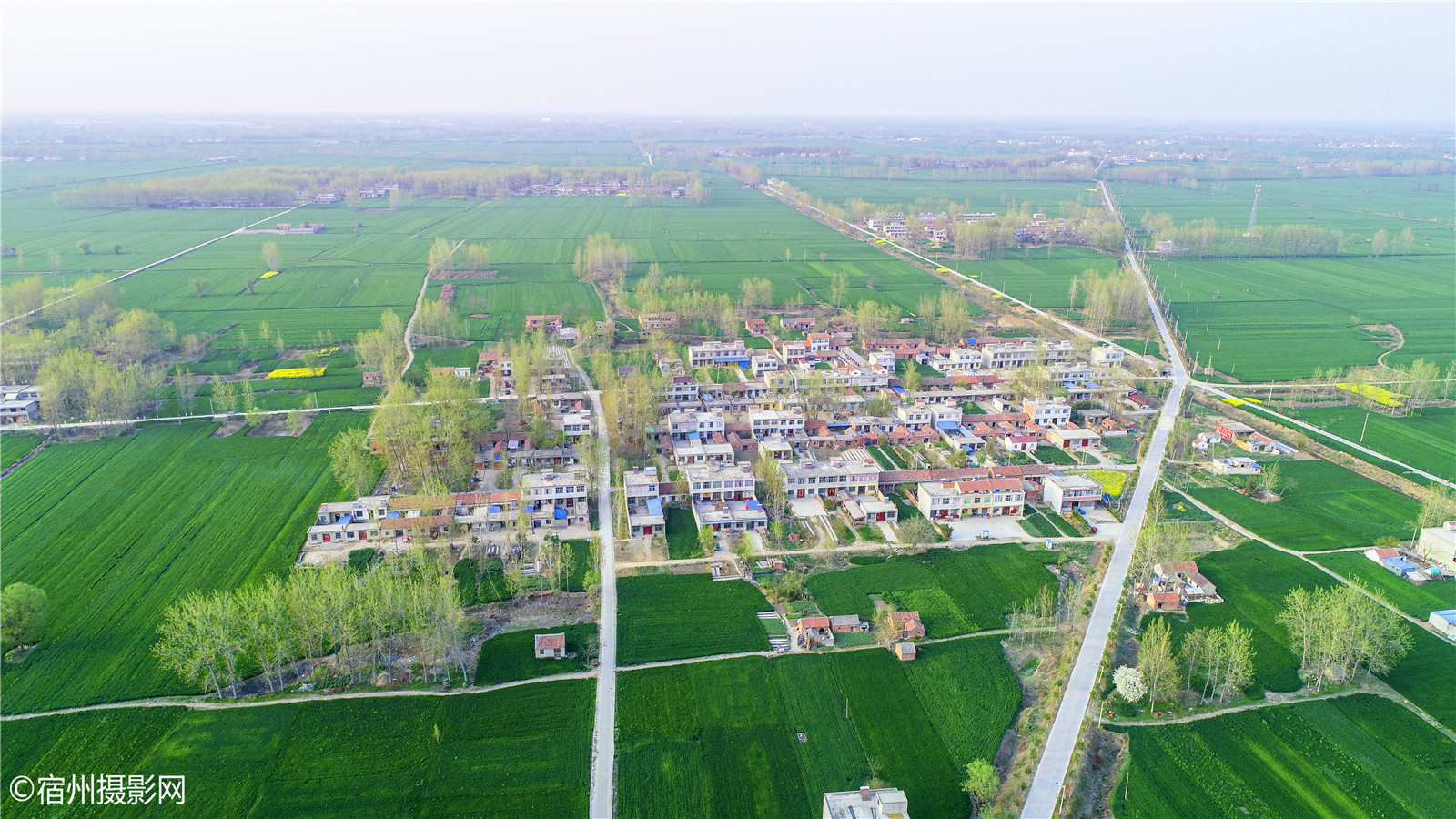 航拍记录宿州机场附近的村子实景